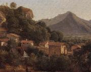unknow artist View of a hill-top town in a mountainous landscpae painting
